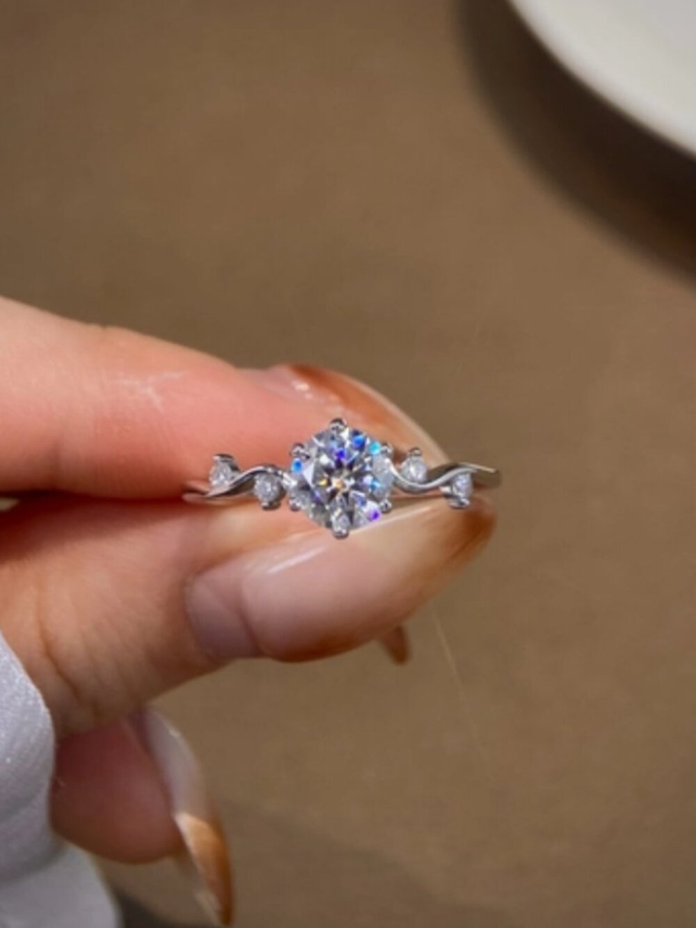 Moissanite Ring 925 Sterling Silver Round Ring